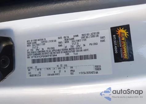 2016 Ford F-150 Xl z USA, uszkodzony, nr VIN 1FTEX1CP2GKF57264